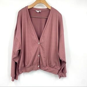 Ivoire button front v neck cropped boxy fit cardigan L